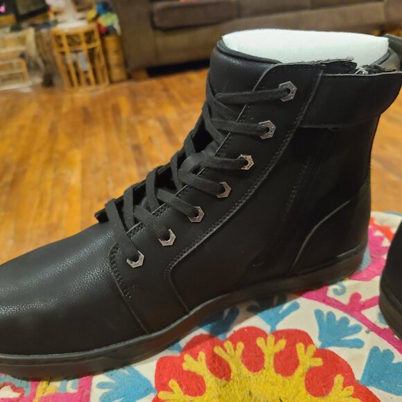 Men's high top black leather boots, Dream Apparel NEW size 12 - Picture 3 of 7